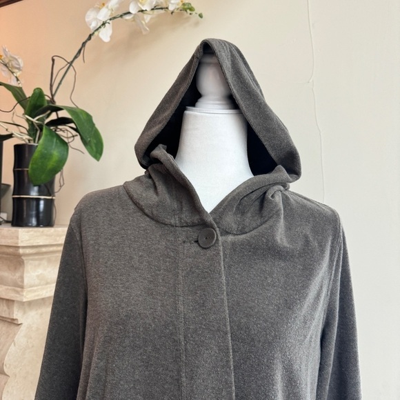 Nurture Gray ONe Button Long Sleeve Hooded Jacket Womens Size L Pockets - Picture 4 of 14